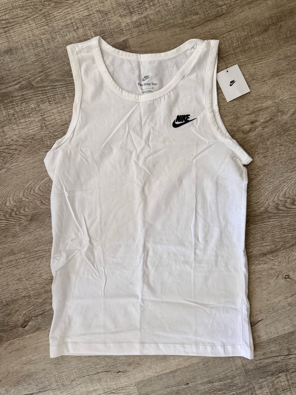 Nike White Tank Top with Black Swoosh Logo